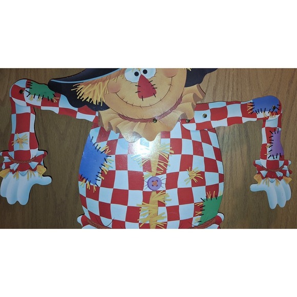 Vtg Current Jointed Scarecrow Halloween Fall Die Cut 32 Inch - Picture 3 of 8